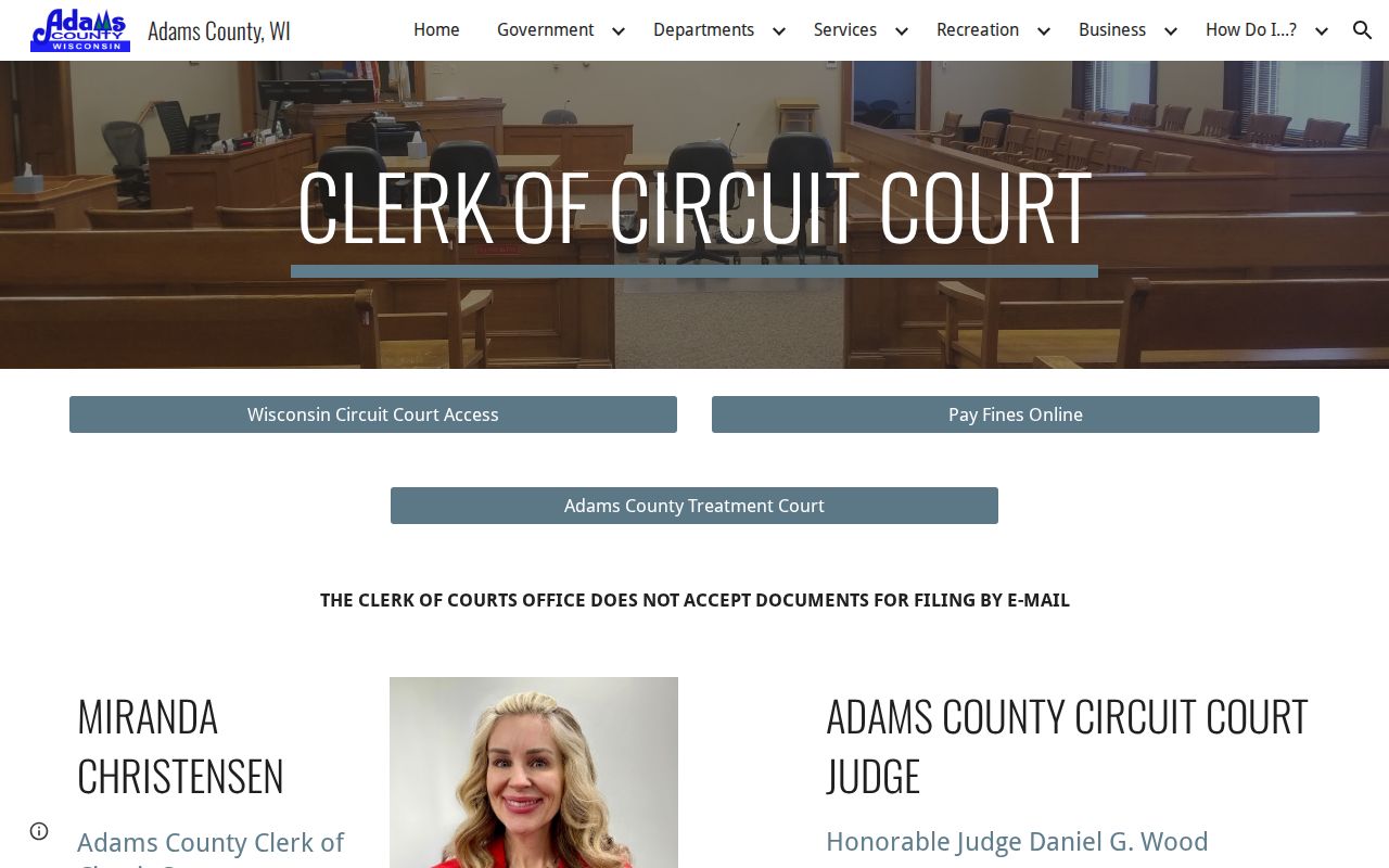 Adams County Clerk of Circuit Court case records page