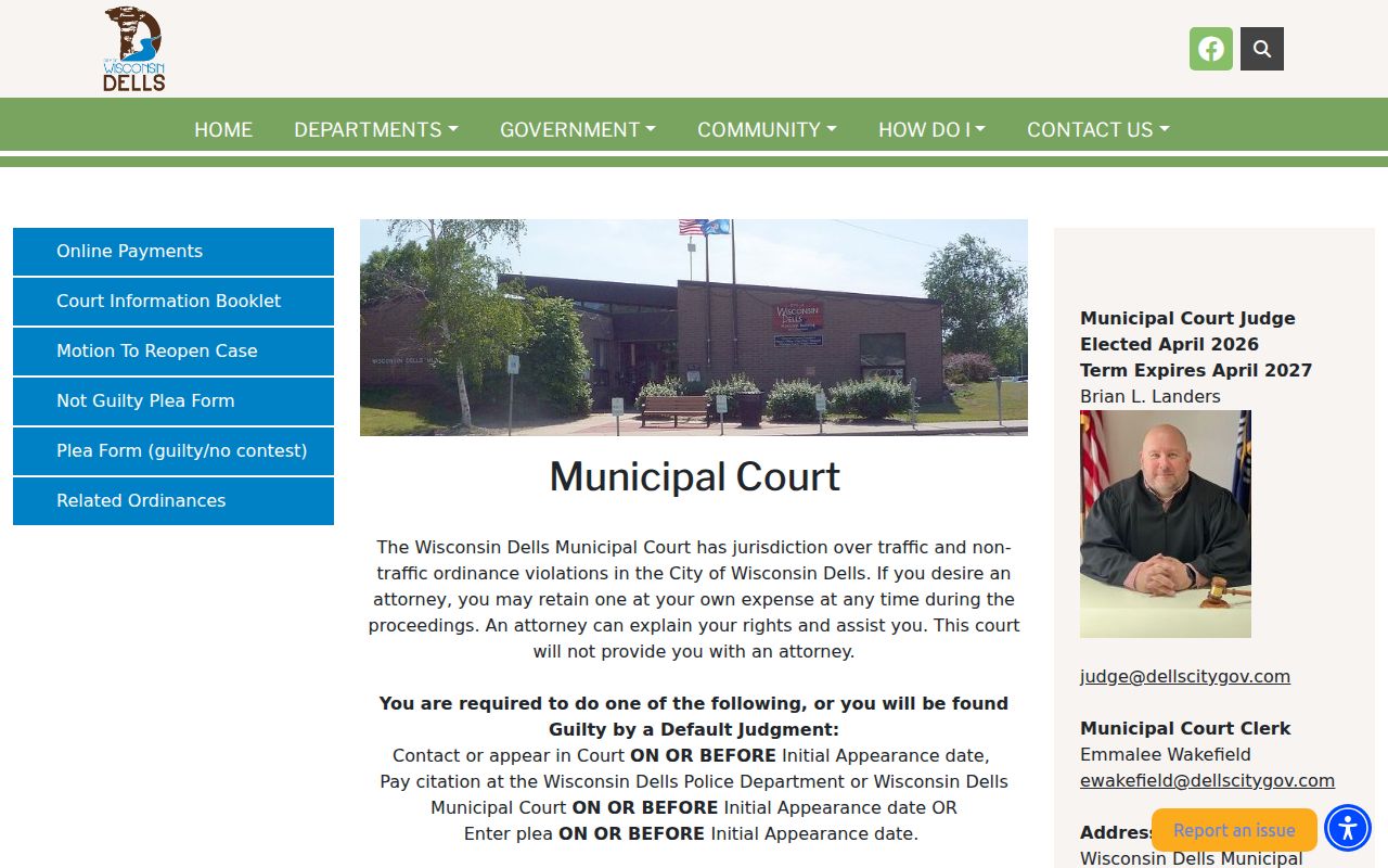 Wisconsin Dells criminal records Municipal Court information
